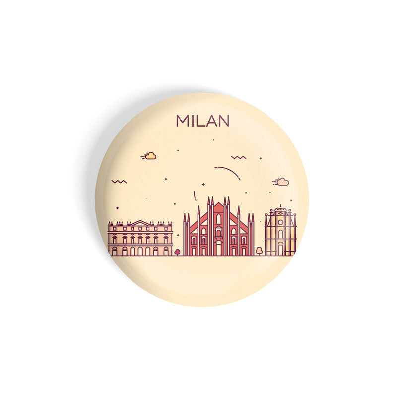 dhcrafts Round Fridge Magnet Brown Color Milan Glossy Finish Design Pack of 1 (58 mm)